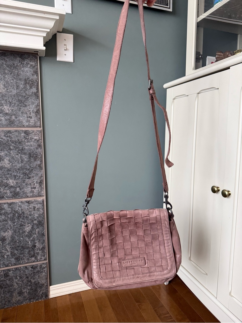 Liebeskind Woven Flap Shoulder Bag in Dusty Pink